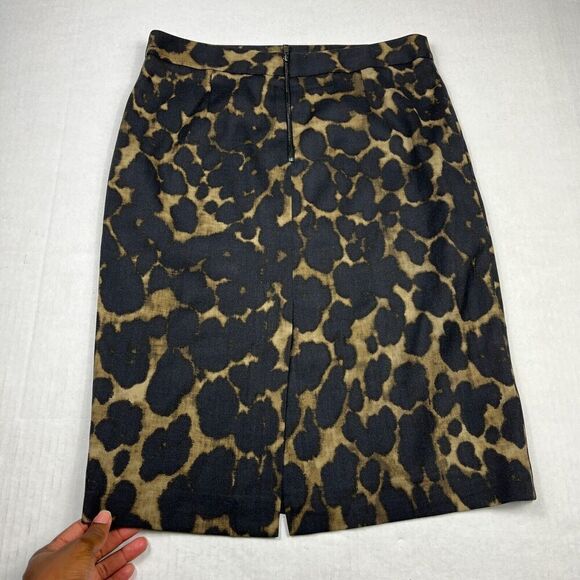 Elie Tahari Wool Blend Pencil Skirt Cheetah Print Knee Length Back Zip Size 6 - Picture 9 of 11